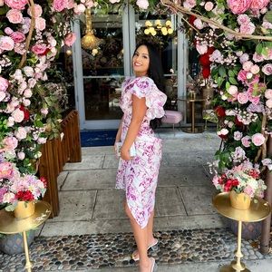 Ruffle sleeve midi dress